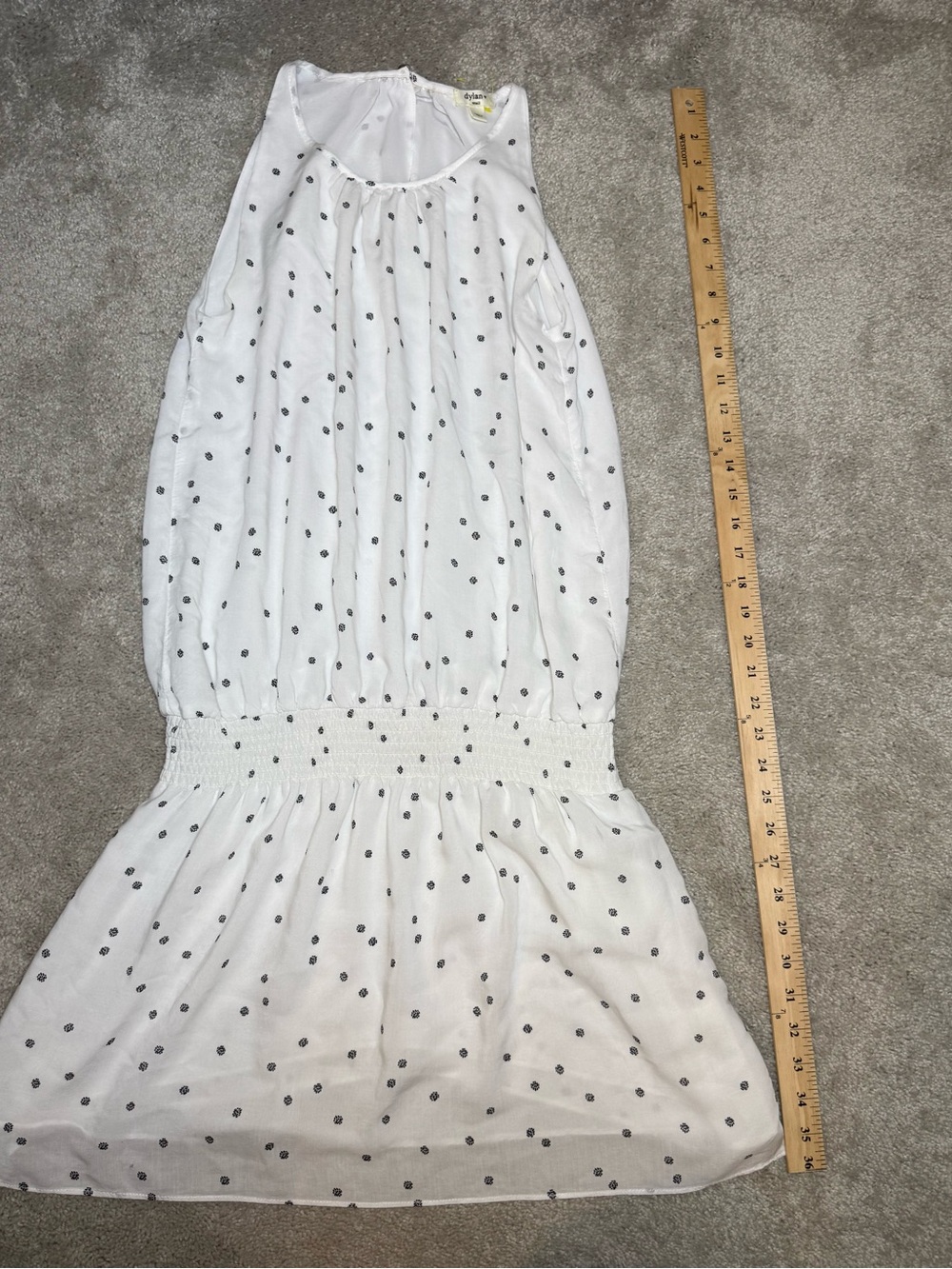 dylan White Dress with Black Polka Dots